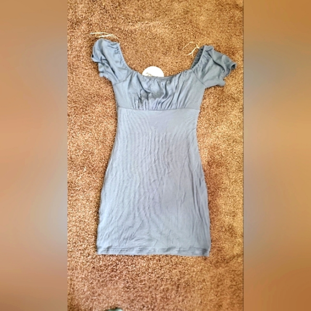 New With Tag Dress Pouf Sleeve Square Neck Stretch Body Con  Size 8